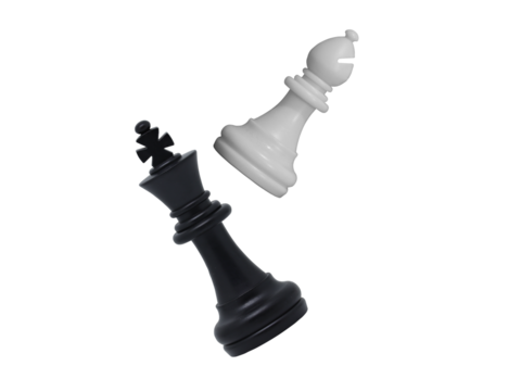 white bishop and fallen black king chess pieces