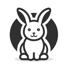 Obraz premium Cute rabbit illustration with simple design and black background 
