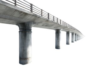 Concrete bridge low angle view isolated over png transparent background	