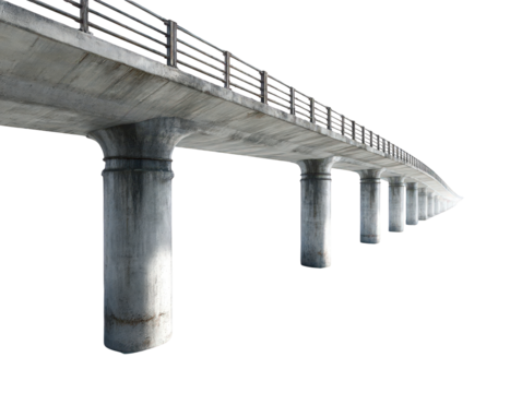 Concrete bridge low angle view isolated over png transparent background	