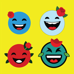 set of funny cartoon smileys vector art 