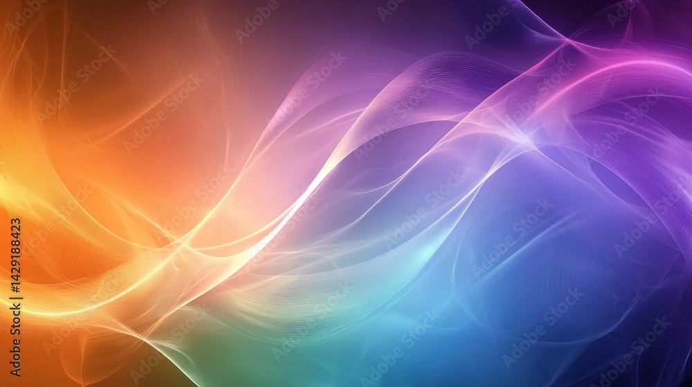 Poster swirls of colorful waves in warm and cool tones blend seamlessly to create an enchanting backdrop, p