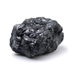 Obraz premium A chunk of anthracite coal, a hard, compact variety of coal that has a high luster and the highest carbon content. Isolated on a white background