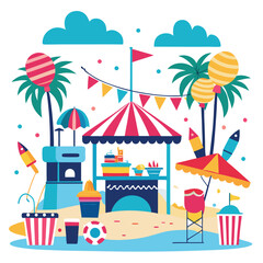 American beach parties set vector design clipart on white background
