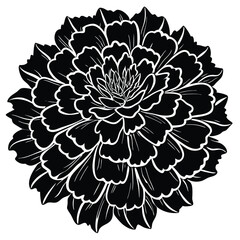 Black Dahlia Flower Silhouette Vector Art Design