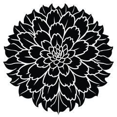 Black Dahlia Flower Silhouette Vector Art Design