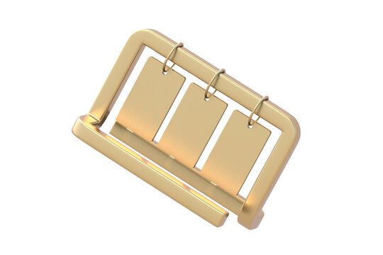 Golden blank calendar isolated on white background. 3d render