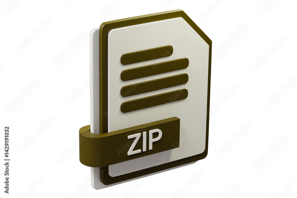 Aufkleber 3d file folder document zip icon. minimal word zip sheet presentation document icon. document form. 