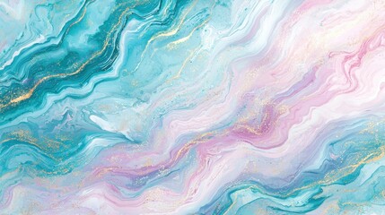 Vibrant swirls of blue and pink interlace, creating a dynamic abstract artwork. Delicate golden accents enhance the fluidity and depth of the design, inviting exploration
