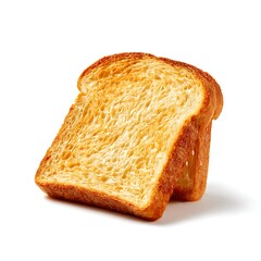 A single slice of golden brown toast bread, isolated on a clean white background