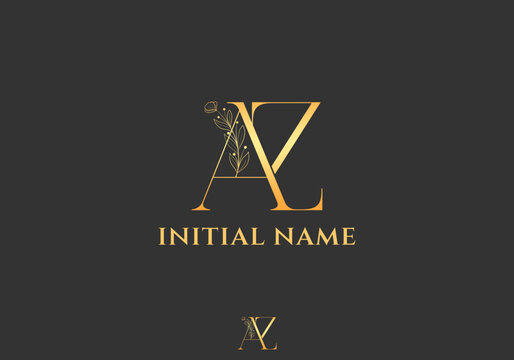 Letter AZ Beauty Logo with Flourish Ornament Luxury