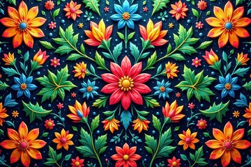 Intricate floral pattern, repeating seamlessly , retro, elegant