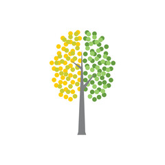 tree left and right brain illustration vector logo