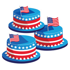 Obraz premium American flag cakes set vector design clipart on white background