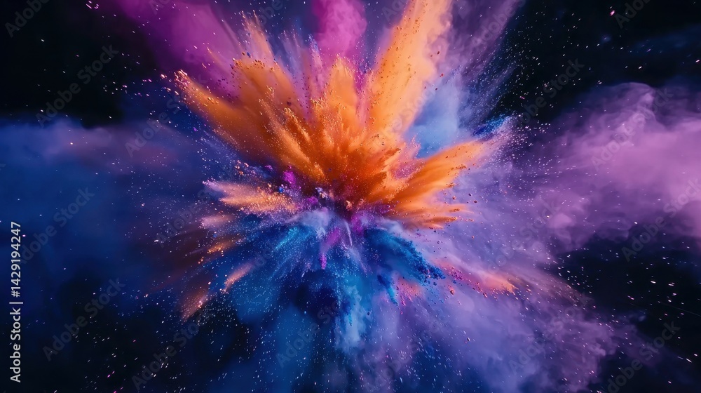 Poster a vivid burst of colors radiates in all directions against a dark backdrop, creating a stunning cosm