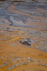 Travertine formations from hot spring water run off, Yellowstone National Park