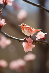 Pink flowers blooming on branch