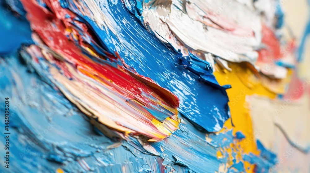 Aufkleber a close-up view of an abstract artwork highlighting dynamic colors and thick brush strokes. this vib