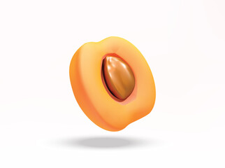 half apricot with pit 3d Icon