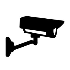 Silhouette of a security camera mounted on a wall, transparent . symbolizing surveillance and control