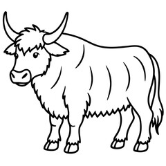Yak in Simple Line Art Vector