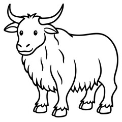 Yak in Simple Line Art Vector