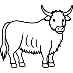Yak in Simple Line Art Vector
