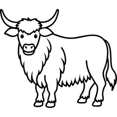 Yak in Simple Line Art Vector