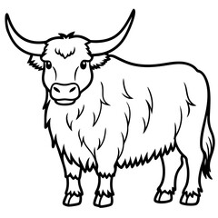 Yak in Simple Line Art Vector