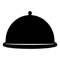 Elegant Black Silhouette of a Covered Platter, transparent . Ready to Serve a Delicious Meal