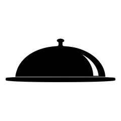Black silhouette of a domed food transparent . server on a offering elegance