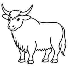 Yak in Simple Line Art Vector