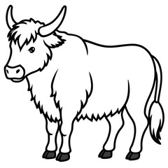 Yak in Simple Line Art Vector