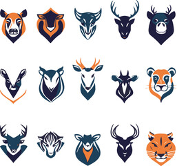 Animals logos collection. Animal logo set. Isolated on White background