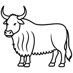 Yak in Simple Line Art Vector