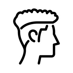curly short hair outline icon. male avatar side view black line illustration.