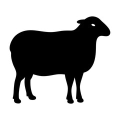 Simple Silhouette of a Sheep Standing on a , transparent . a Farm Animal
