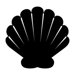 Monochrome depiction of a scalloped seashell, transparent . a simple yet elegant design, on a plain