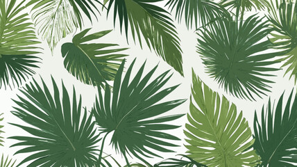 Green and greey coconut leaves for white background.Poster tropical leaves designVector Illustration ai generate