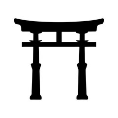Silhouette of a Japanese Torii Gate, transparent . a traditional symbol marking the entrance to a sacred space