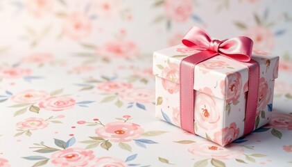 Subtle watercolor painted gift boxes, delicate pattern, floral, soft, design