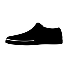 Isolated Black Silhouette of a SlipOn Sneaker with White Accent Line