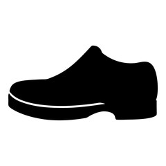 Black silhouette of a leather clog shoe, viewed from the side