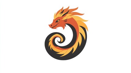 Obraz premium Fiery dragon illustration on white, for fantasy themed decoration, prints