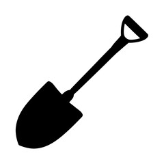 A simple shovel silhouette image depicting a gardening and construction tool