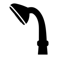 Monochrome illustration of a classic shower head fixture on white background
