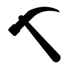 Simple silhouette of a claw hammer used for carpentry and construction
