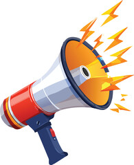 Loudspeaker Megaphone with Flash Lines – Isolated Vector Illustration for Promotion and Marketing Messages