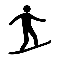 A simple illustration of a person snowboarding on a white background design