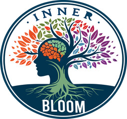  Inner-bloom---abstract-human-mind-tree-logo vector art illustration